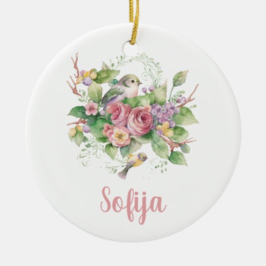 Blume Rose Wasserfarbe Keramik Ornament (Vorne)