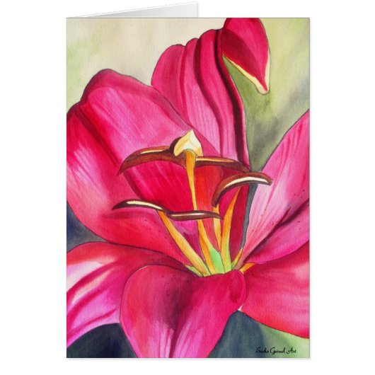 Blume Rot Alert Lily Aquarell (Vorne)