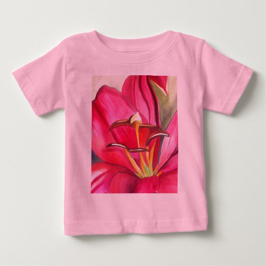 Blume Rot Alert Lily Aquarell Baby T-shirt (Vorderseite)