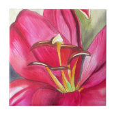 Blume Rot Alert Lily Aquarell Fliese (Vorderseite)
