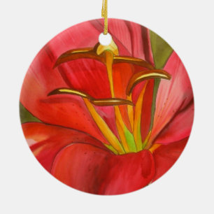 Blume Rot Alert Lily Aquarell Keramik Ornament