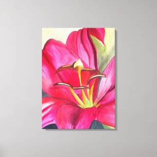 Blume Rot Alert Lily Aquarell Leinwanddruck
