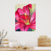 Blume Rot Alert Lily Aquarell Poster (Küche)