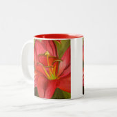 Blume Rot Alert Lily Aquarell Zweifarbige Tasse (Vorderseite Links)
