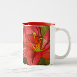 Blume Rot Alert Lily Aquarell Zweifarbige Tasse