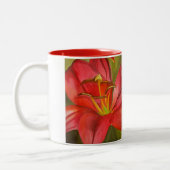 Blume Rot Alert Lily Aquarell Zweifarbige Tasse (Links)
