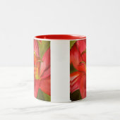 Blume Rot Alert Lily Aquarell Zweifarbige Tasse (Mittel)