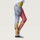 Blume Rot-Blau-fett Blumenmuster Leggings (Rechts)