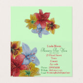 Blume Rot-Blau Lilien Originale Floristen B Visitenkarten (Außenseite Aufgefaltet)