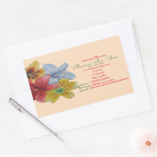 Blume Rot-Blau Lilies Originale Floristen Rechteckiger Aufkleber