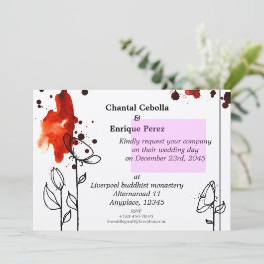 Blume rot einladung (Stehend Vorderseite)