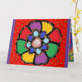 Blume Rot-Gelb-Design lila Karte (Gelbe Blume)