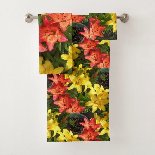 Blume Rot-Gelb-Lilly-Set Badhandtuch Set (Insitu)