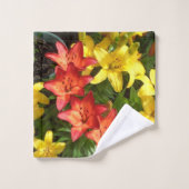 Blume Rot-Gelb-Lilly-Set Badhandtuch Set (Waschlappen)