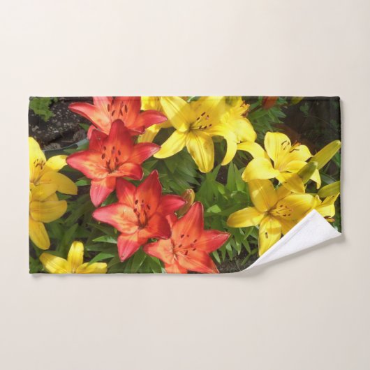 Blume Rot-Gelb-Lilly-Set Badhandtuch Set (Handtuch)