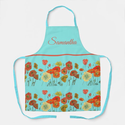 Blume Rot-Gelb-Papaya Schürze (Vorderseite)