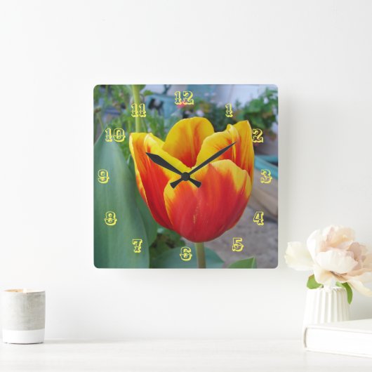 Blume Rot-Gelb-Tulip Uhr (Zuhause)