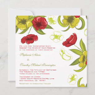 Blume Rot + Limette Mohnblume Einladung Hochzeit