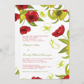 Blume Rot + Limette Mohnblume Einladung Hochzeit (Vorne/Hinten)