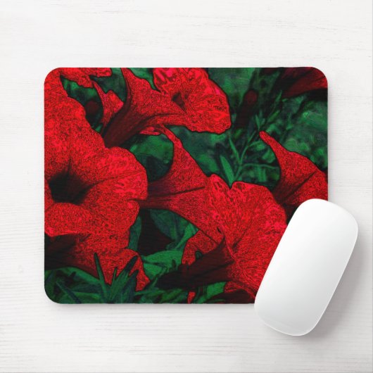 Blume: Rot Mousepad (Mit Mouse)