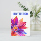 Blume Rot, Orange und Lila Geburtstag Postkarte (Stehend Vorderseite)