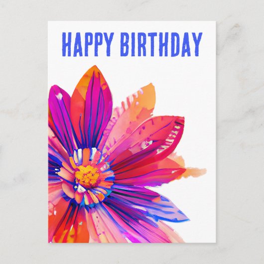 Blume Rot, Orange und Lila Geburtstag Postkarte (Vorderseite)