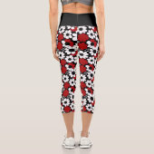 Blume rot, schwarz und weiß capri leggings (Rückseite)