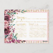 Blume Rot Streifen Brautparty Rezept Karte (Rückseite)