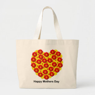 Blume Rot und Gelb Dahlia Happy Mütter Day Jumbo Stoffbeutel