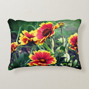 Blume Rot und Gelb Gaillardia Blanket Dekokissen