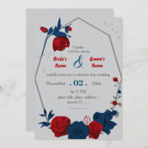 Blume Rot und Marine botanische geometrische Hochz