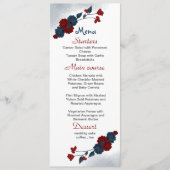 Blume Rot und Marine Hochzeit Menükarte (Vorderseite)