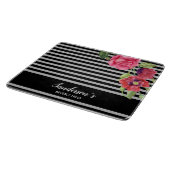 Blume Rot und Rosa, schwarze graue Streifen Schneidebrett (Ecke)