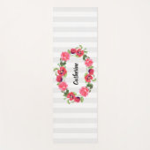 Blume Rot und Rosa Waterfarbe Oval Design Yogamatte (Vorderseite)