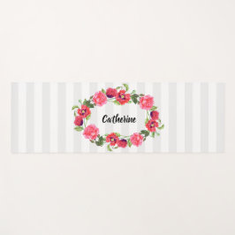 Blume Rot und Rosa Waterfarbe Oval Design Yogamatte