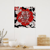 Blume Rot und Weiß im Jugendstil Poster (Küche)