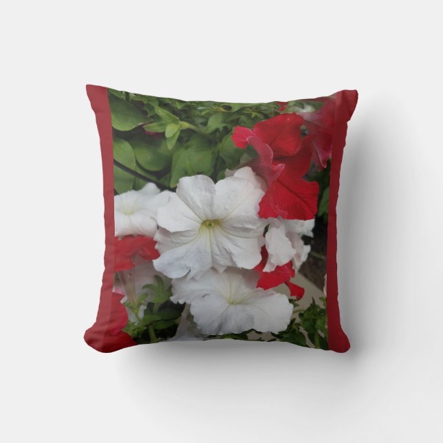 Blume Rot und Weiß Kissen (Vorderseite)