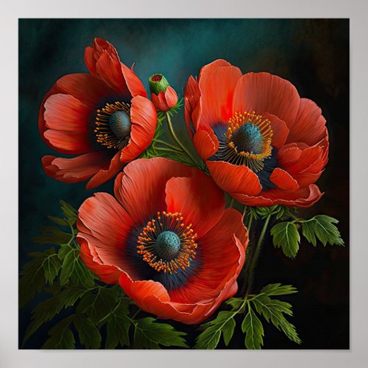 Blume Rote Anemone Poster (Vorne)