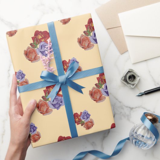 Blume rote Rosen und Rose Knospen Blumenkunst Geschenkpapier (Schenken)