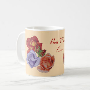 Blume rote Rosen und Rose Knospen Blumenmütter Tag Kaffeetasse