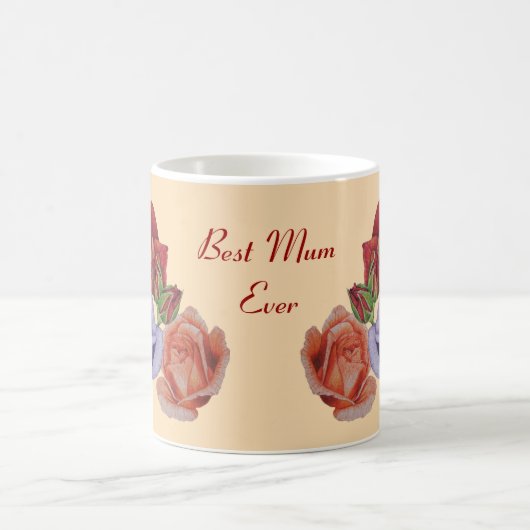 Blume rote Rosen und Rose Knospen Blüte für Mütter Kaffeetasse (Mittel)