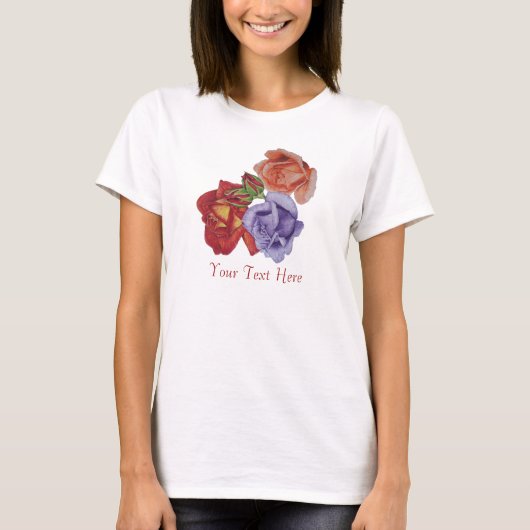 Blume rote Rosen und Rose Knospen Blütenblüte T-Shirt (Vorderseite)