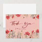 Blume Rote Wildblumen Dankeskarte (Vorne/Hinten)