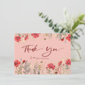 Blume Rote Wildblumen Dankeskarte (Stehend Vorderseite)