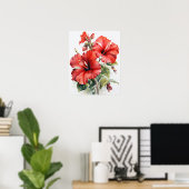 Blume Roter Hibiskus Art Print Poster (Heimbüro)
