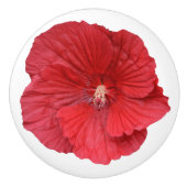 Blume Roter Hibiskus Botanische Blumenfotografie Keramikknauf (Vorderseite)