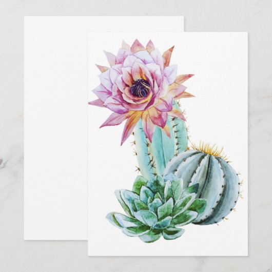 Blume Roter Kaktus Save The Date (Vorne/Hinten)