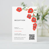 Blume Roter Mohn Hochzeitsempfangskarte Begleitkarte (Stehend Vorderseite)