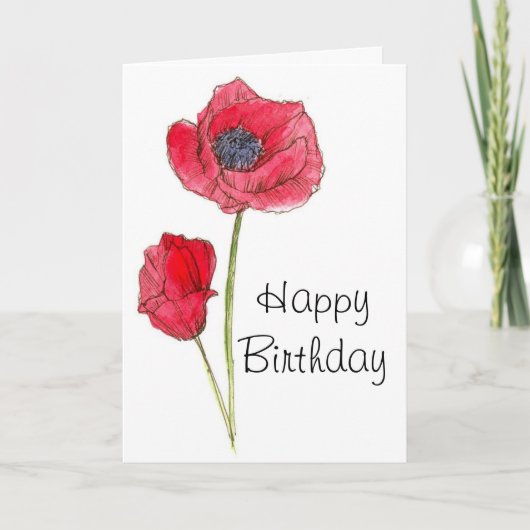 Blume Roter Poppy zum Geburtstag Karte (Vorderseite)
