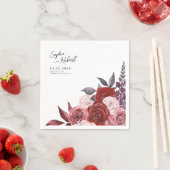 Blume Roter Wein Hochzeit Personalisiert Serviette (Beispiel)